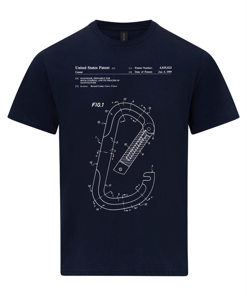 Carabiner Ring Patent Rock Climbing Climber Blueprint Gift T-Shirt
