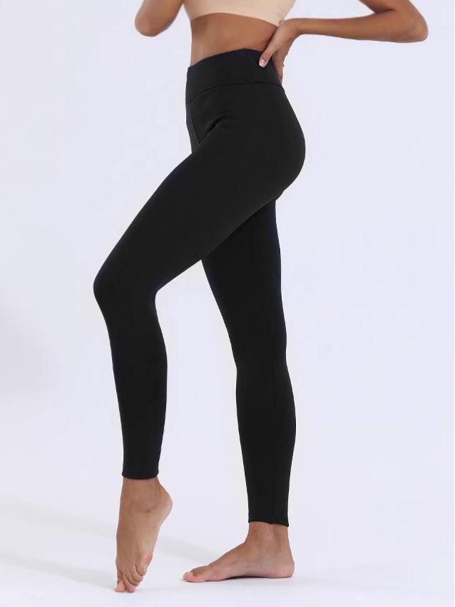Women's High-Waisted Plus Velvet Lamb Fleece Leggings - Thickened, Plain, Warm, Autumn/Winter