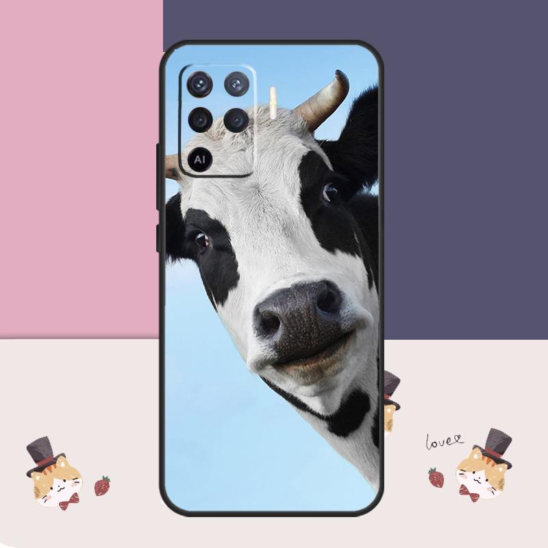Funny Cow Face Case For OPPO A57S A54S A53S A96 A76 A5 A9 A15 A16 A17 A18 A78 A98 A54 A74 A94 A52 A72 A77