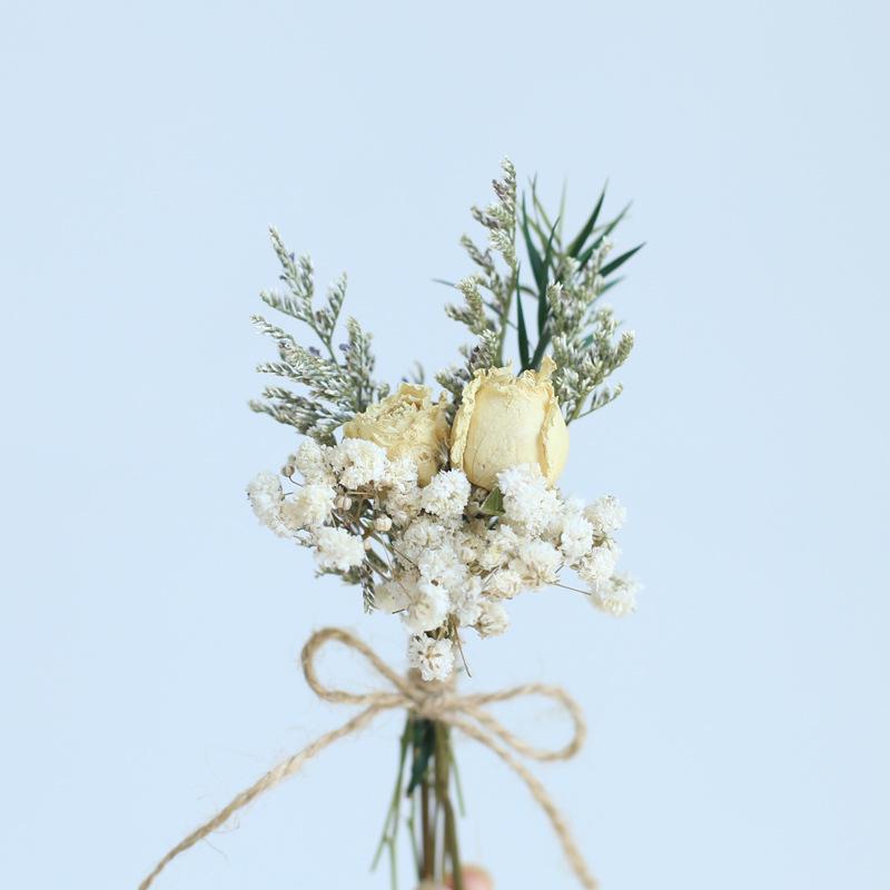 12cm Preserved Flower Boutonniere: Mini Bouquet for Bride, Bridesmaid, Wedding, Gift Box, Party Favor Decoration