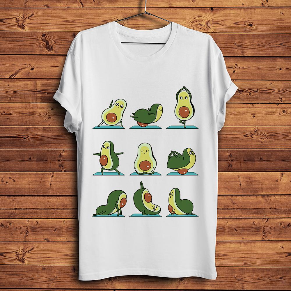 

cute Avocado yoga series funny t shirt Unisex new white casual tshirt homme unisex fresh style streetwear tshirt short sleeve S