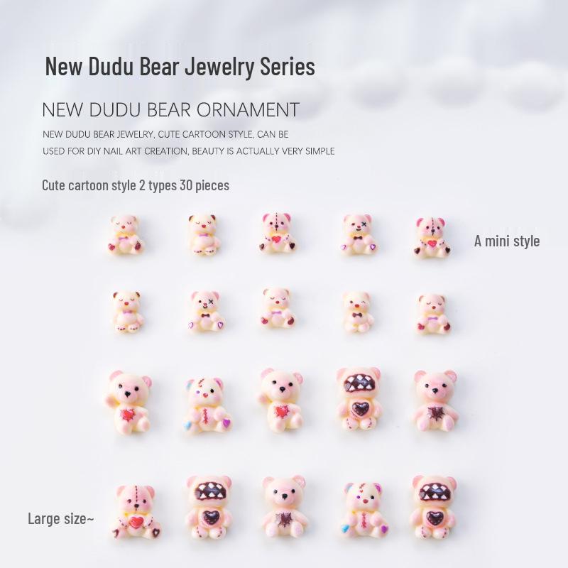 

Cartoon Teddy Bear Resin Nail Art Accessories - 30pcs