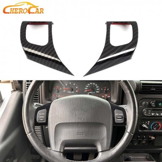 For Jeep Wrangler TJ 1997-06 Steering Wheel Panel Trim Decor Cover Carbon Fiber