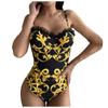 Women Sexy One-Piece Lace Print Jumpsuit Beachwear Swimwear Push-up Bikini