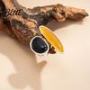 Resin Smudged Texture Ring Retro Style Finger Ring Adjustable Open