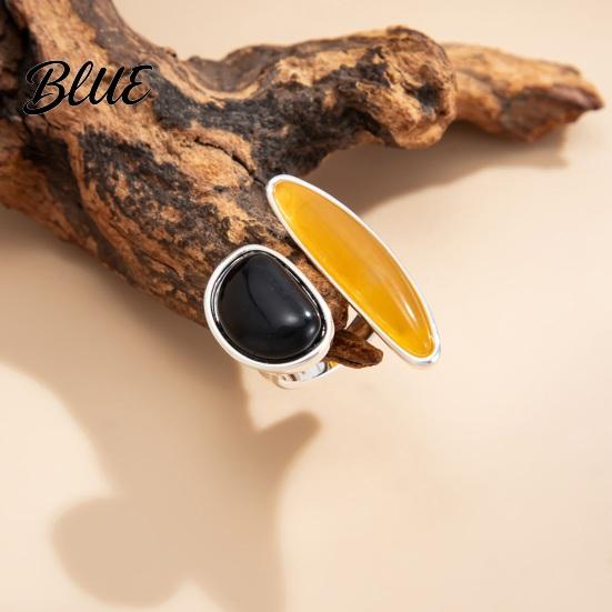 Resin Smudged Texture Ring Retro Style Finger Ring Adjustable Open