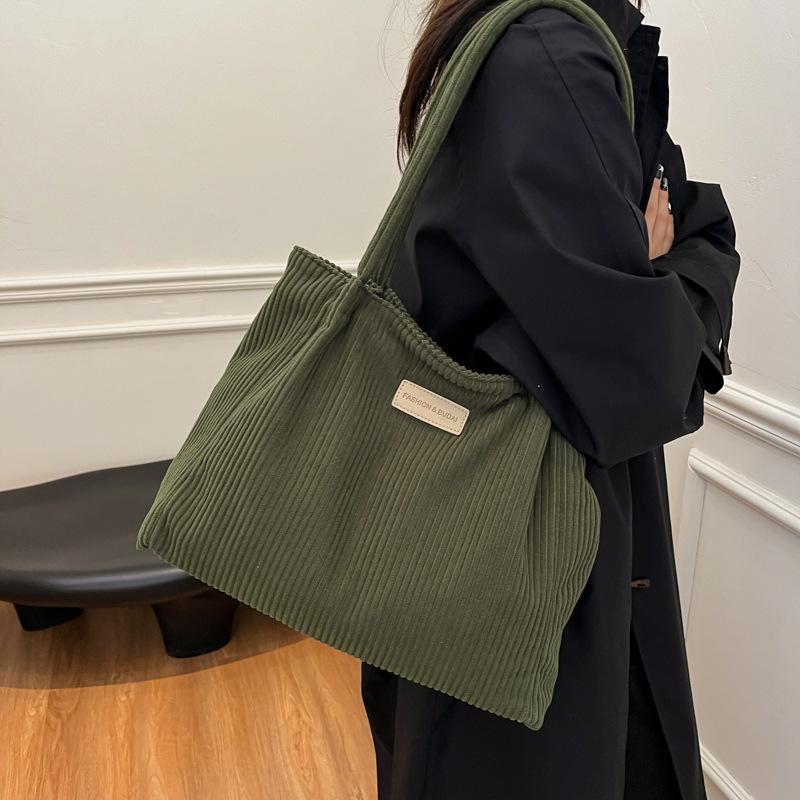 New Corduroy Fashion Tote Bag Large Capacity Simple Casual Shoulder Bag Office Student Handbag