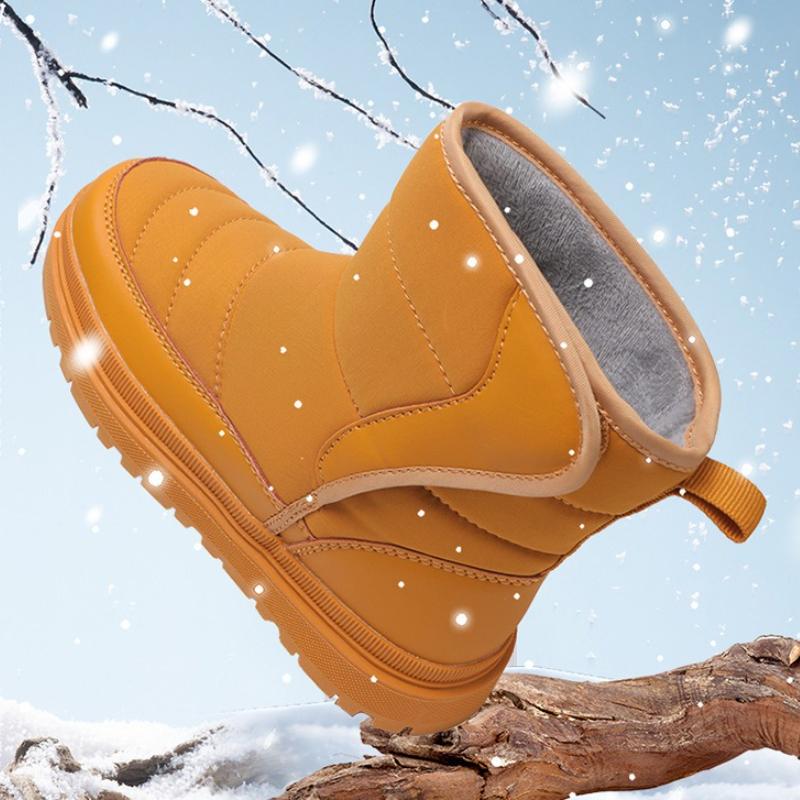 Kids Non-slip Snow Boots Boys Girls Plush High-top Boots Warm Cotton Shoes Winter Walking Hiking Shoes