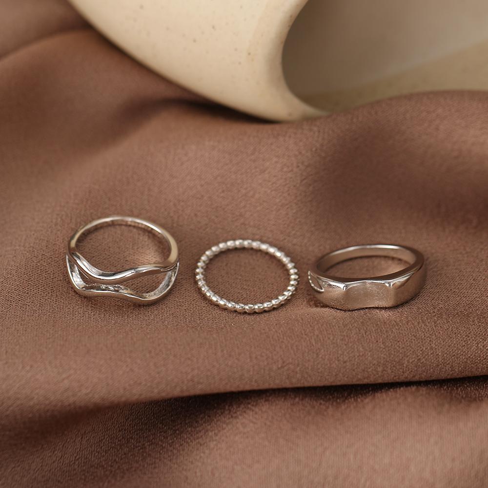 2024 Eye Mask Bead Ring Three-piece Cold Wind Personality Ring Punk Style Ring Fashion Neutral Trend