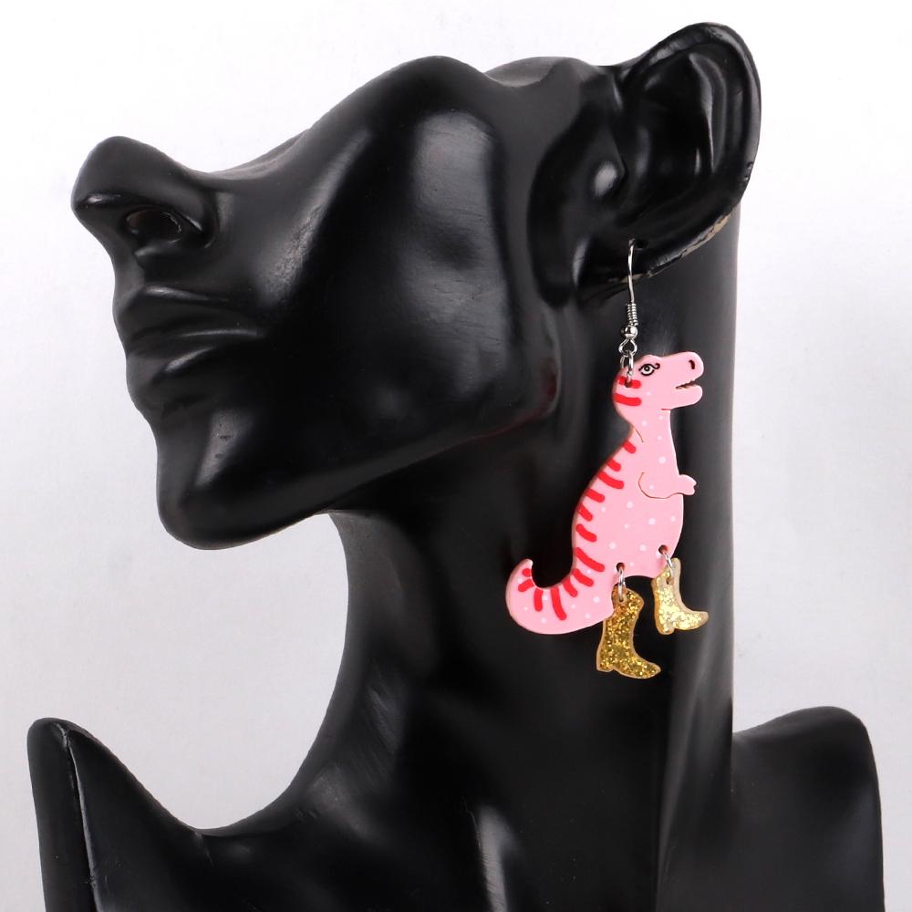 Cute Cartoon Dinosaur with Boots Acrylic Drop Earrings for Women Funny Tyrannosaurus In High Heels Dangle Earring 2026 Jewelry