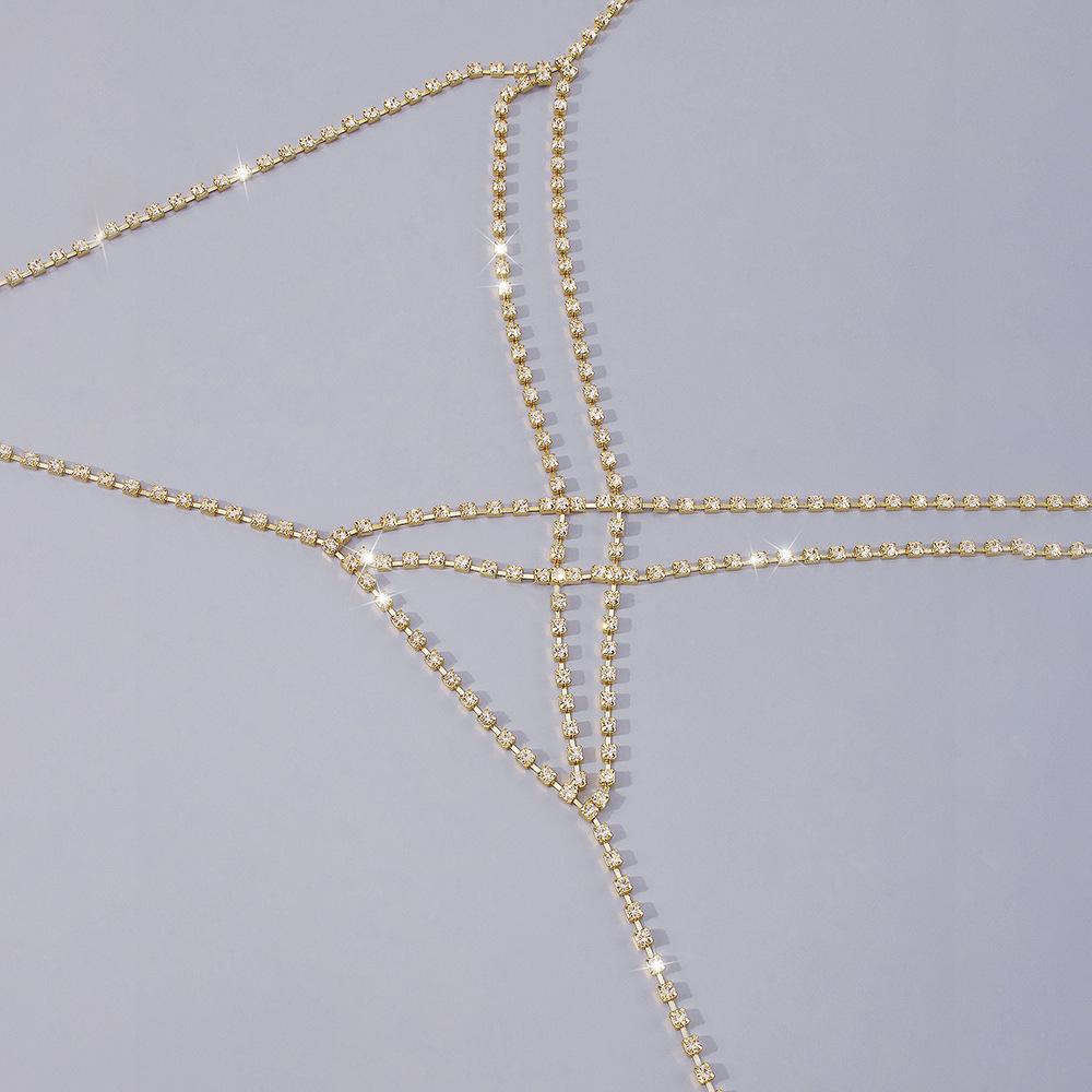 Sexy Nightclub Style Multi-layer Cross Body Chain Full Of Diamonds Super Flash Claw Chain Personality New Chest Chain For Women