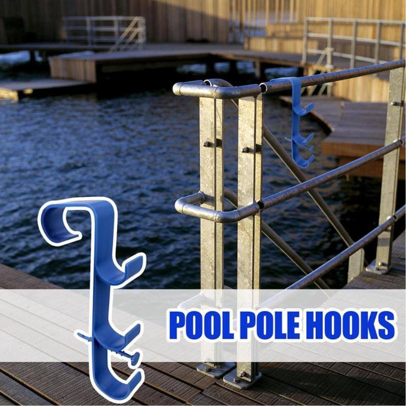 Adjustable Telescopic Swimming Poles Hook Above Ground Pool Poles Hanger Swimming Pool Side Storage Shelf Enduring