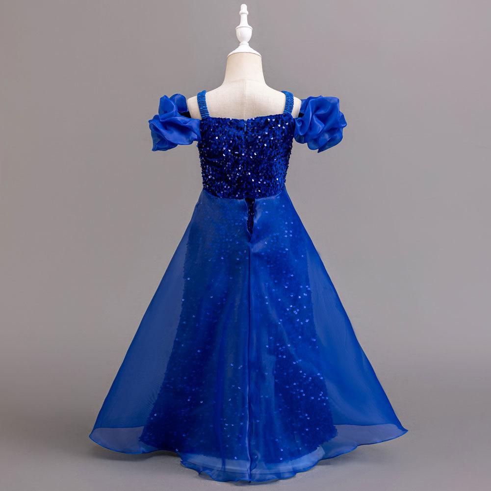 Dívčí letní šaty pro družičku na svatbu, šaty s flitry, dětské princeznovské šaty, síťované šaty, dívčí oblečení, dlouhý odstavec