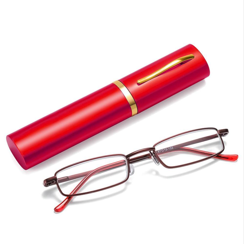 Elegant Reading Glasses Metal Frame Ultra-thin Men Women Reading Glasses Portable Mini Reading Presbyopia Eyeglasses with Box