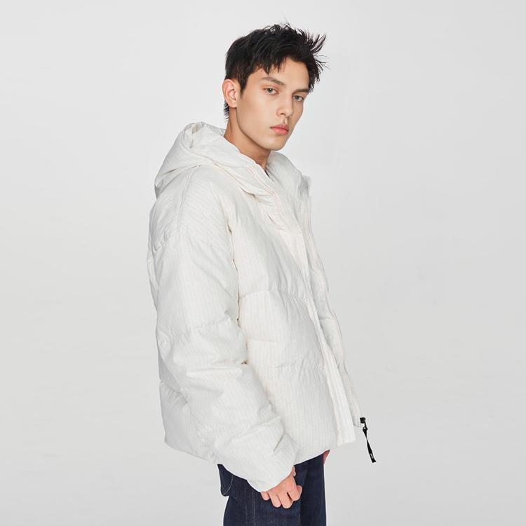 Lee Comfortable Duck Down Hooded High Street Solid Color Light Tone Zipper Low Saturation Down Jacket Men outerwear Off-White LMT007830204583A00005