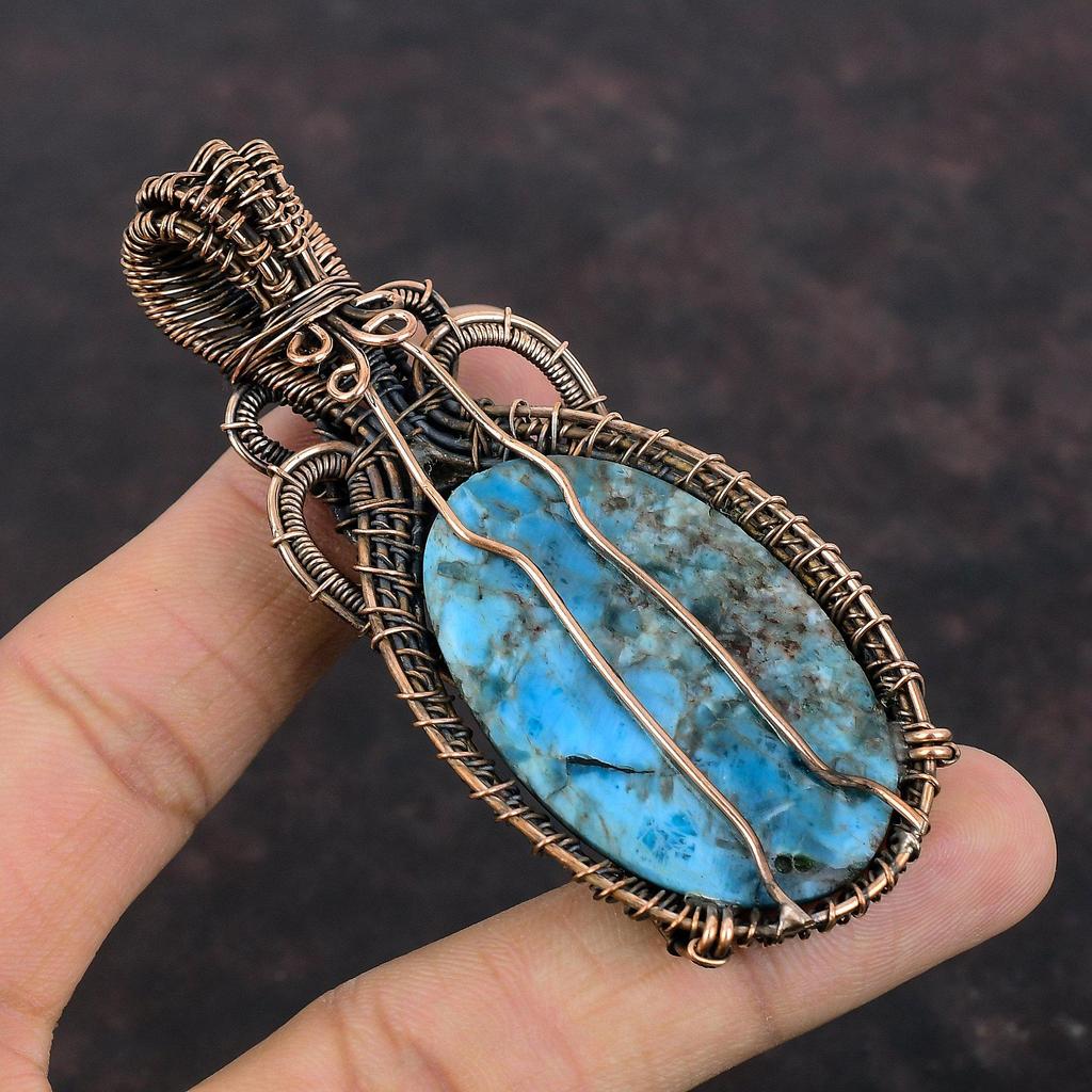 Neon Apatite Pendant Copper Wire Wrapped Pendant Labradorite Gemstone Pendant Amazing Copper Jewelry Gift For Her Handmade Wire Wrap Jewelry