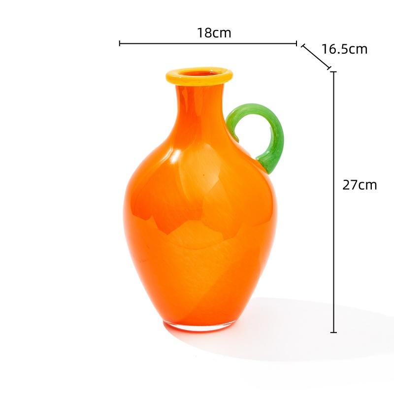 Stained Glass Vase Vintage Binaural Handle Flower Vase Floral Arrangement Accessories Terrarium Home Decoration Accessories