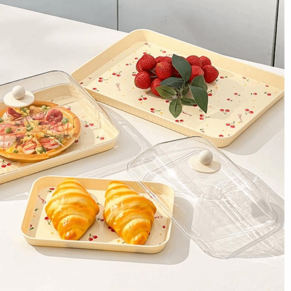 Lightweight Rectangular Storage Tray Cherry Pattern Fruit Tray Serving Tray Living Room