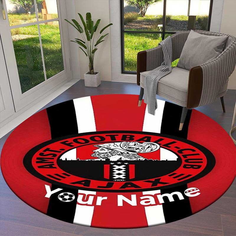 Ajax Fan Gear Custom Name Round Area Rug Carpet Rug For Living Room Bedroom Sofa Playroom Decor Nonslip Floor Mat