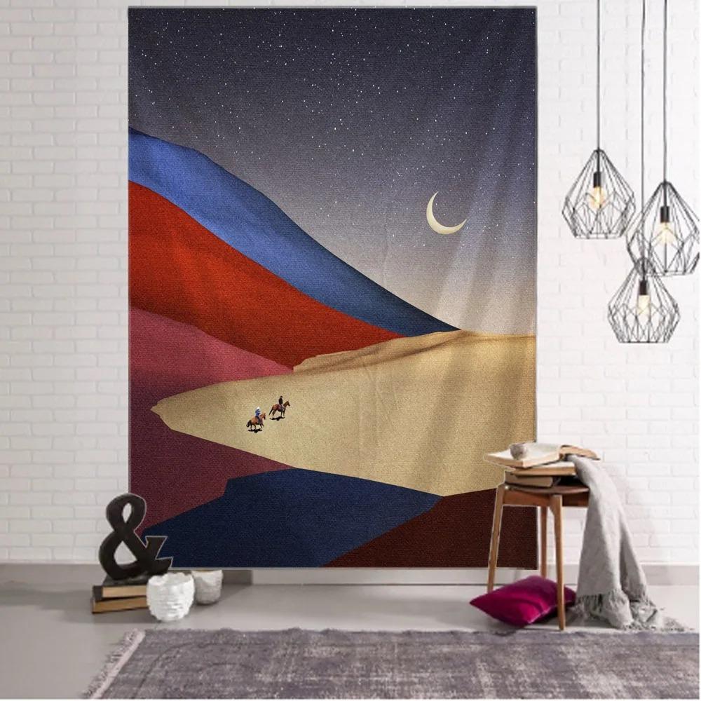 Simple Landscape Painting Art Pattern Tapestry Home Wall Decoration Tapestry Bedroom Living Room Tapestry