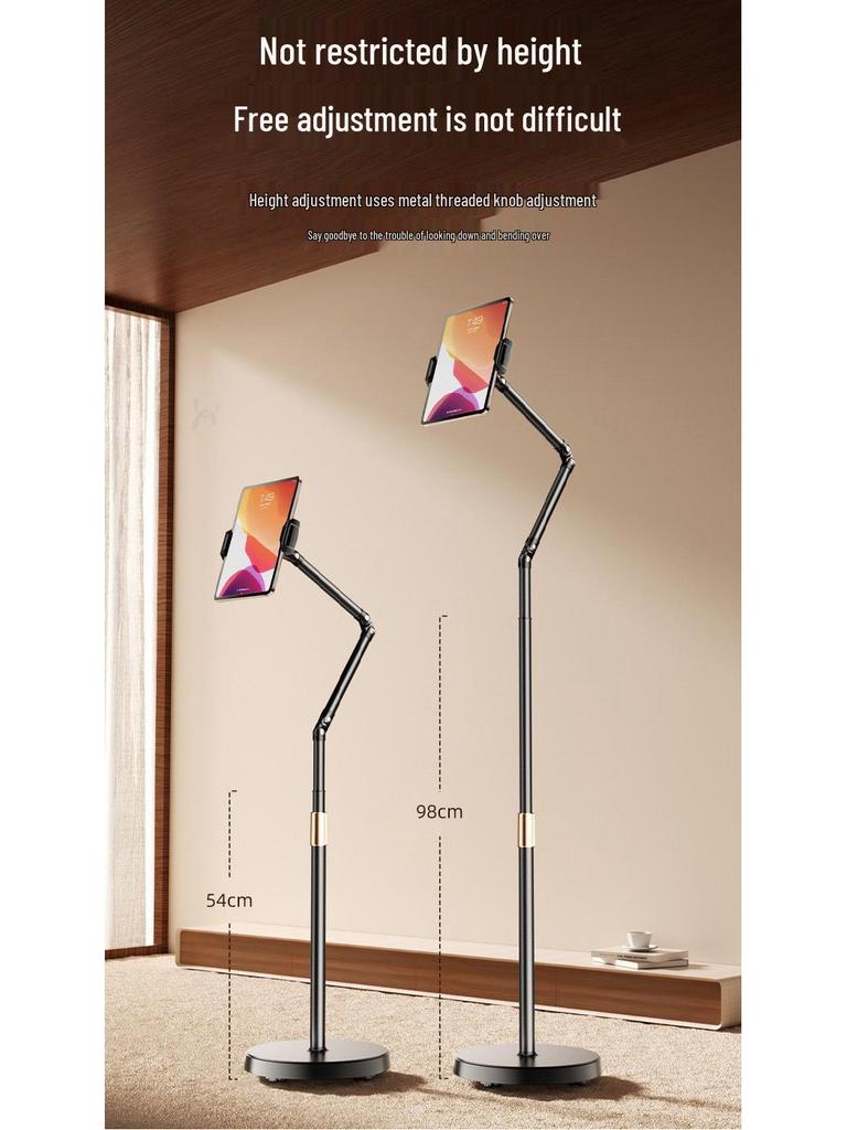 Floor-Standing Telescopic Tablet & Turntable Stand for Streaming & Binge-Watching