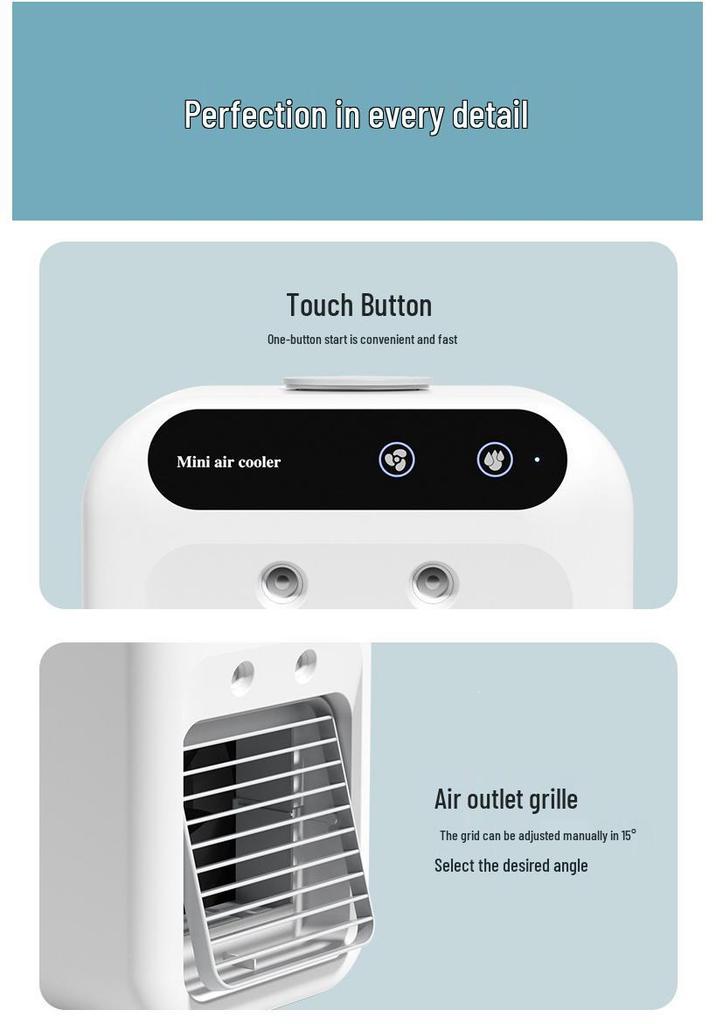 Portable Mini Desktop Cooling Fan - Mobile Air Conditioner for Dorm Rooms, Compact Cold Air Fan for Students