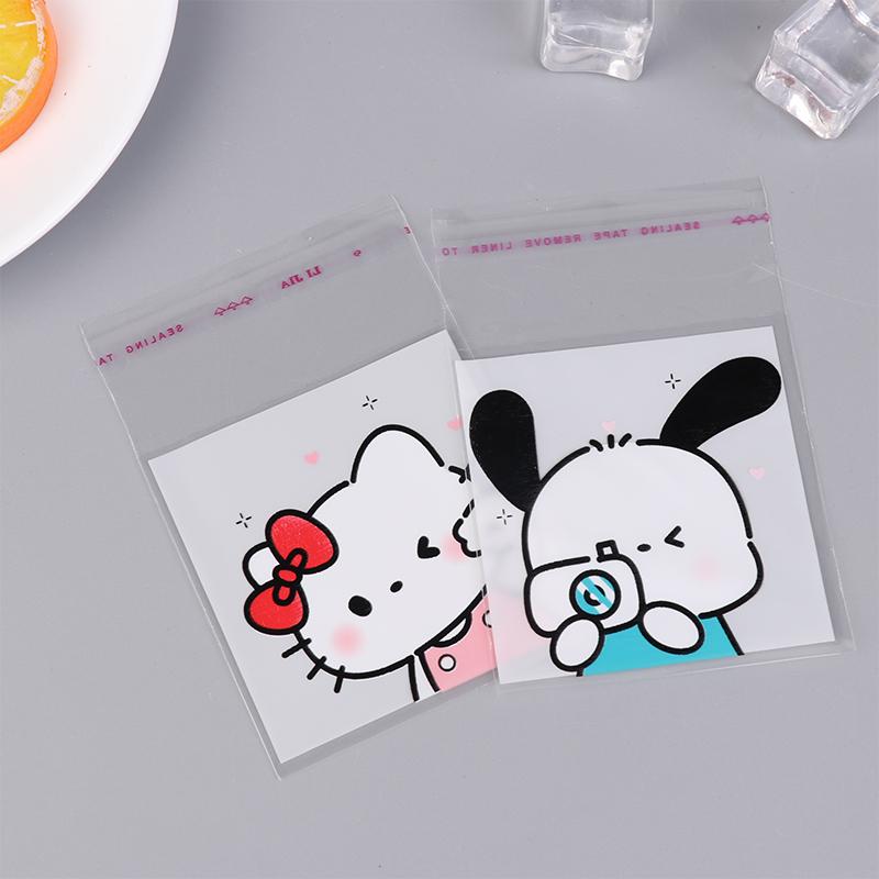 100Pcs Cute Hello Kitty Pochacco Transparent Ziplock Bag Waterproof Packing Bags Candy Biscuit Self Sealing Bag Gift Bag