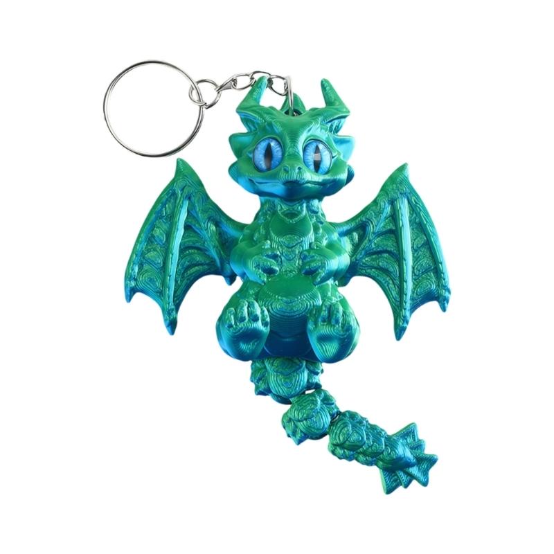 Unique 3D Printed Western Dragon Toy Keychain With Movable Joints For Play And Display Keyring Accessories