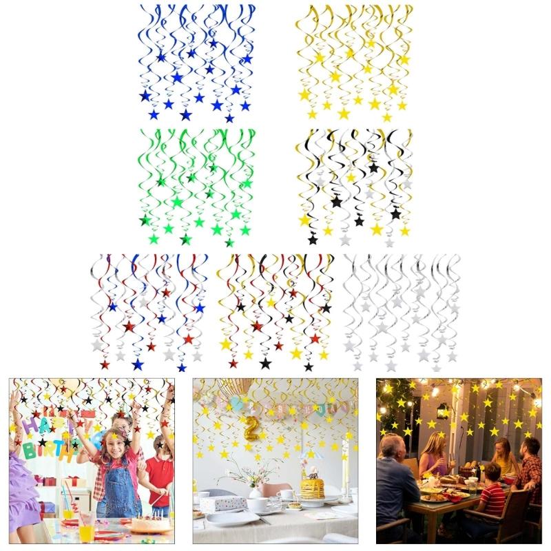 30pcs Elegant Star Hanging Swirls For Festival And Parties Decorations Designed For Easy Installation And Stable Use