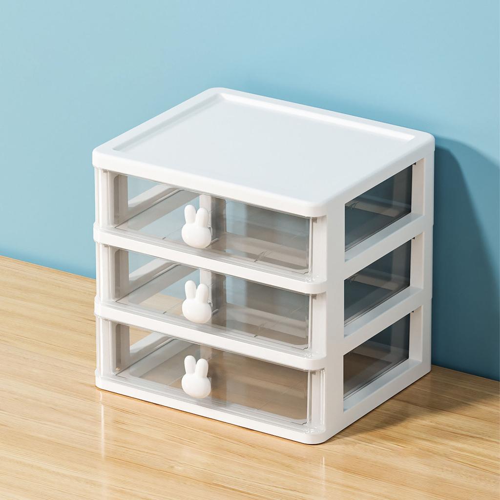 Desk Organizer Clear Plastic Desk Storage Box with 3 Drawers for Office Supplies Makeup
