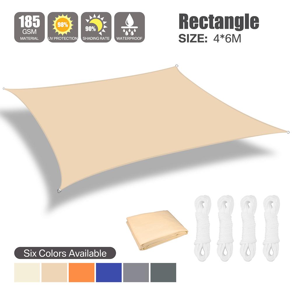 

6x4M/4x3M Waterproof Large Sun Shelter Sunshade Protection Outdoor Canopy Garden Patio Pool Shade Sail Awning Camping Shade Net