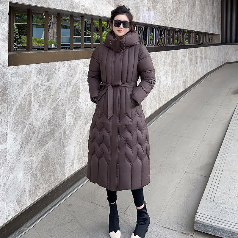 Women's new hooded windproof lightweight thickened fluffy warm cold long section of high-quality fabric casual sports jacket cotton clothing