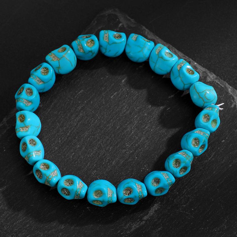 Buntes Gothik Totenkopf Perlenarmband Elastisch Dehnbar Skelett Schmuck Ideales Geschenk für Punk Liebhaber Party Accessoire
