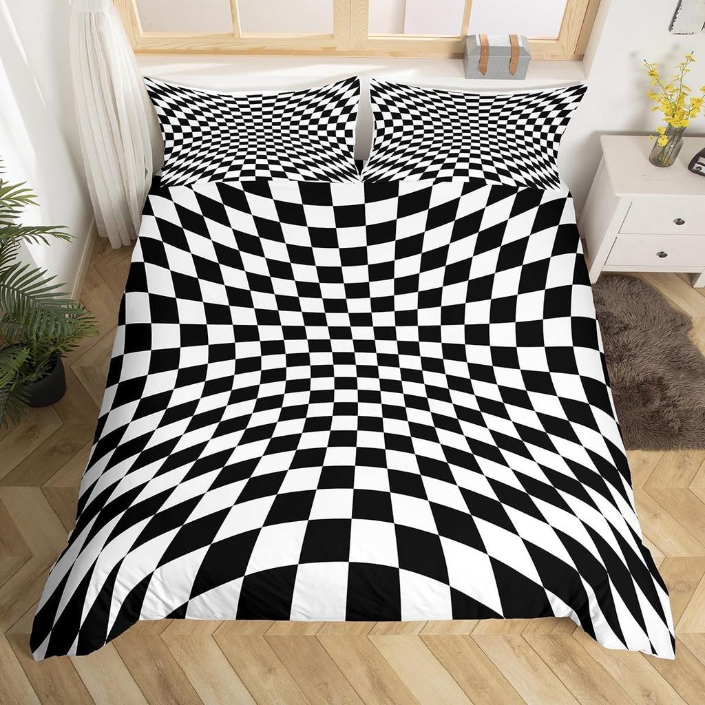 Comforter Black White For Boysgirls Abstract Geometry Comforter Fullvisual Art Bedding Set Optical Illusion Bedclothes