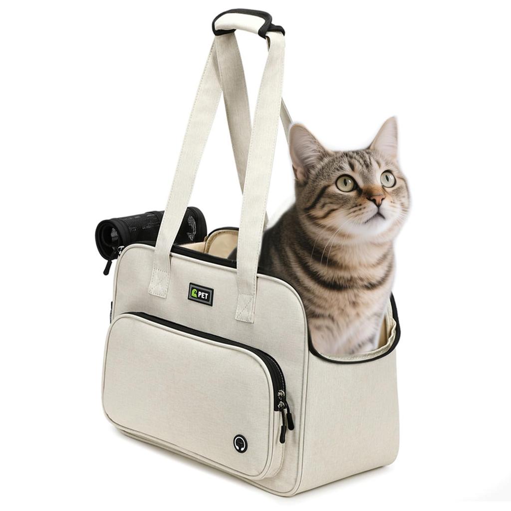 Okiki Pet Cat Carrier Bag with Small Dog Rabbit Carrier Pet Shoulder Going Disaster Prevents Pets from Jumping Out Mat, Bag, Tote, Bag, 3WAY, Fabric,