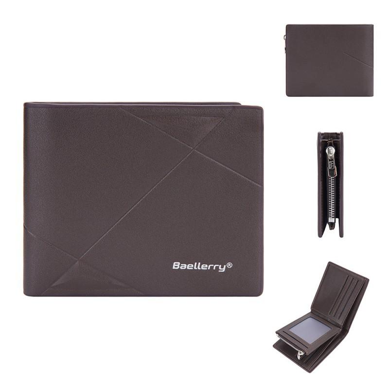 New Men's Short Wallet European American Business Multi Slot Soft With Zipper Coin Purse