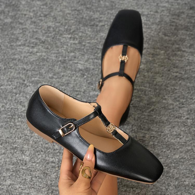 Spring new women's handmade soft shallow mouth Mary Jane square head low heel buckle single shoes fashion shoes