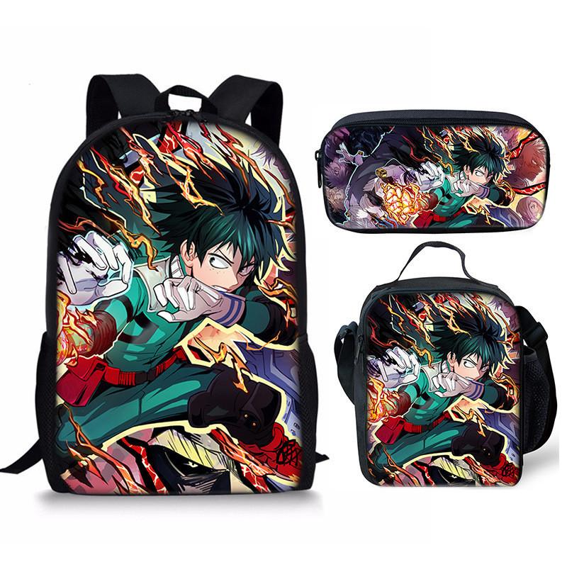 My Hero Academia Schülerrucksack mit Polyesterfutter und Anime-Cartoon-Design für Teenager