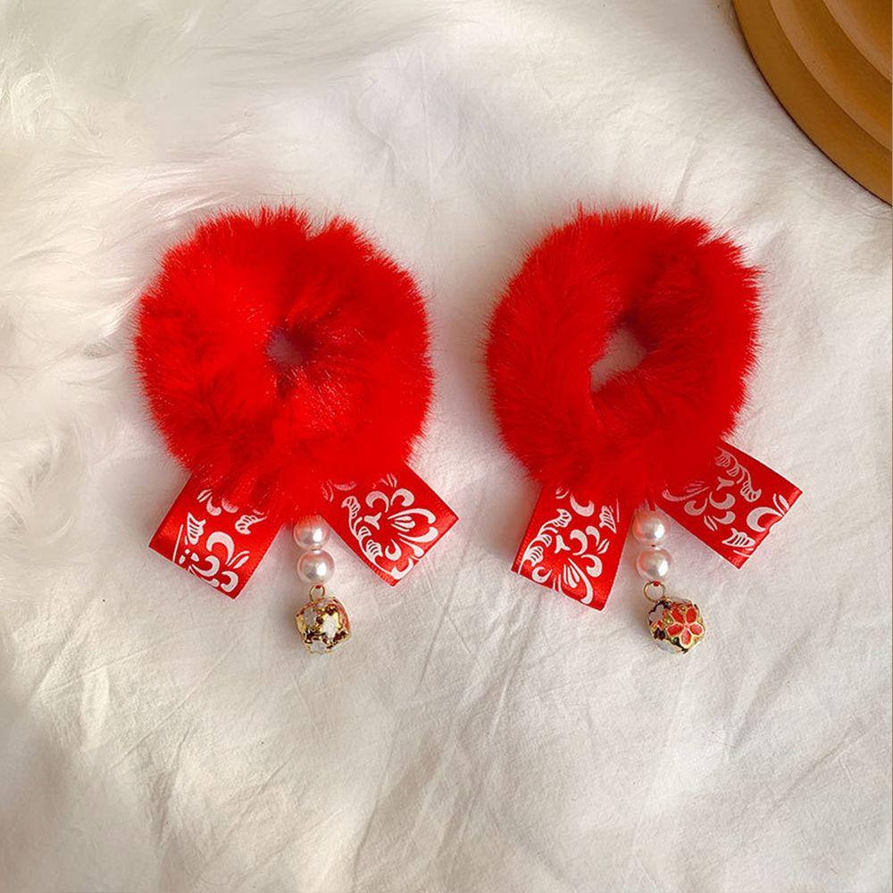 Bowknot Tassel Hairball New Year Hair Accessories Children's Headwear Plush Hair Rope Duckbill Clip