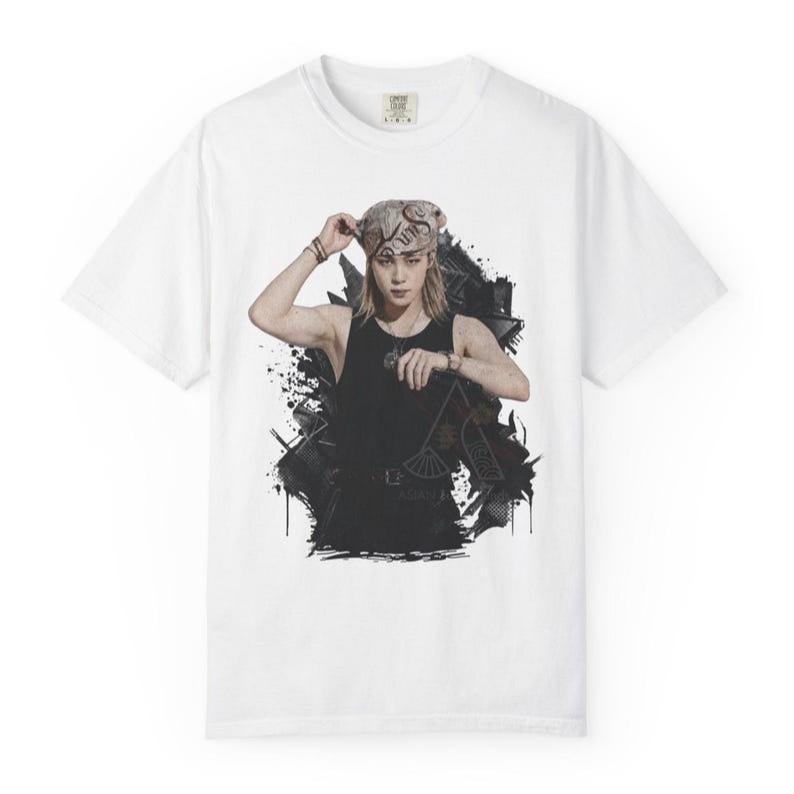 2026 Summer Hot Sale BTS Jimin Bandana Outfit Graphic T-shirt Unisex Hip Hop Y2K Gothic Hip Hop Streetwear T-shirt