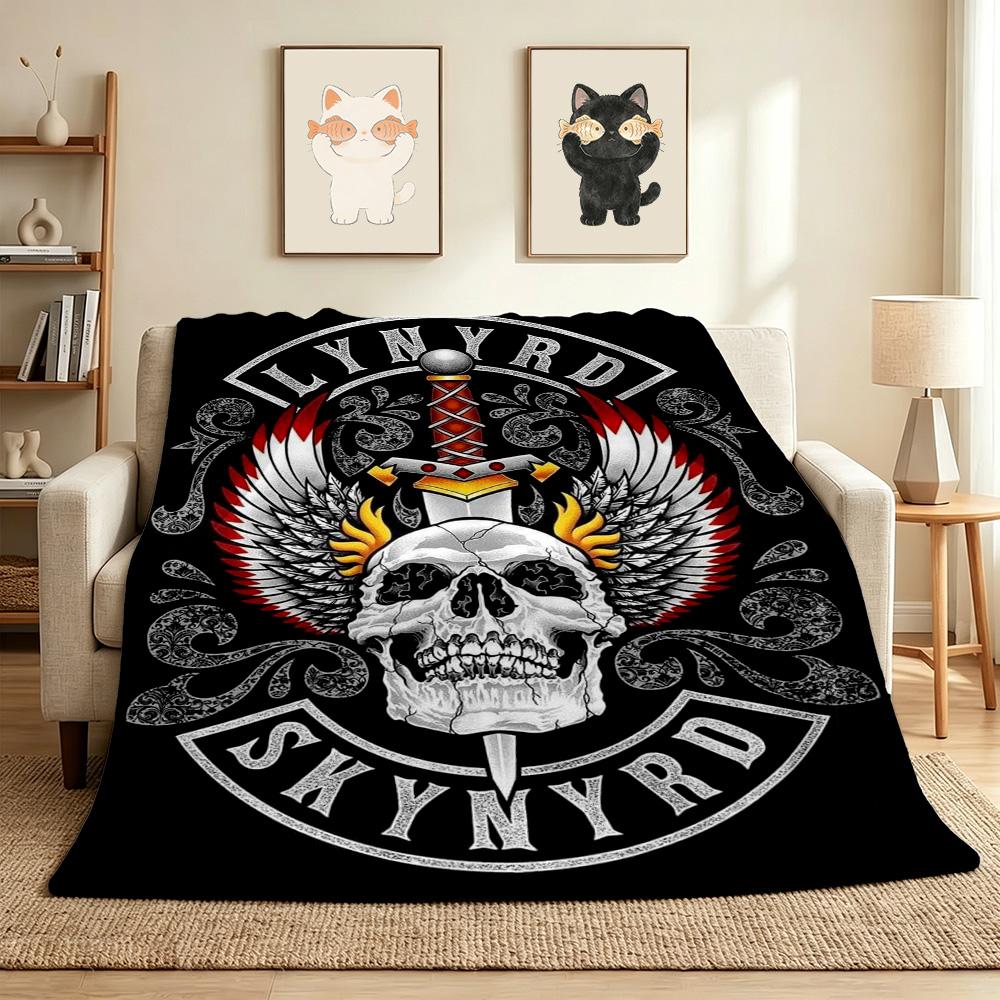 Skull Sword Flannel Blanket Throw Blanket Soft Warm Sofa Bed Camping Car Home Decor Unique Christmas Gift C930338
