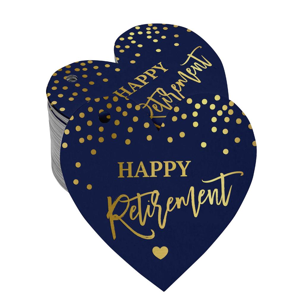 Inkdotpot Silver Foil Paper Hang Tag Happy Retirement Favor Tag 100 Pieces