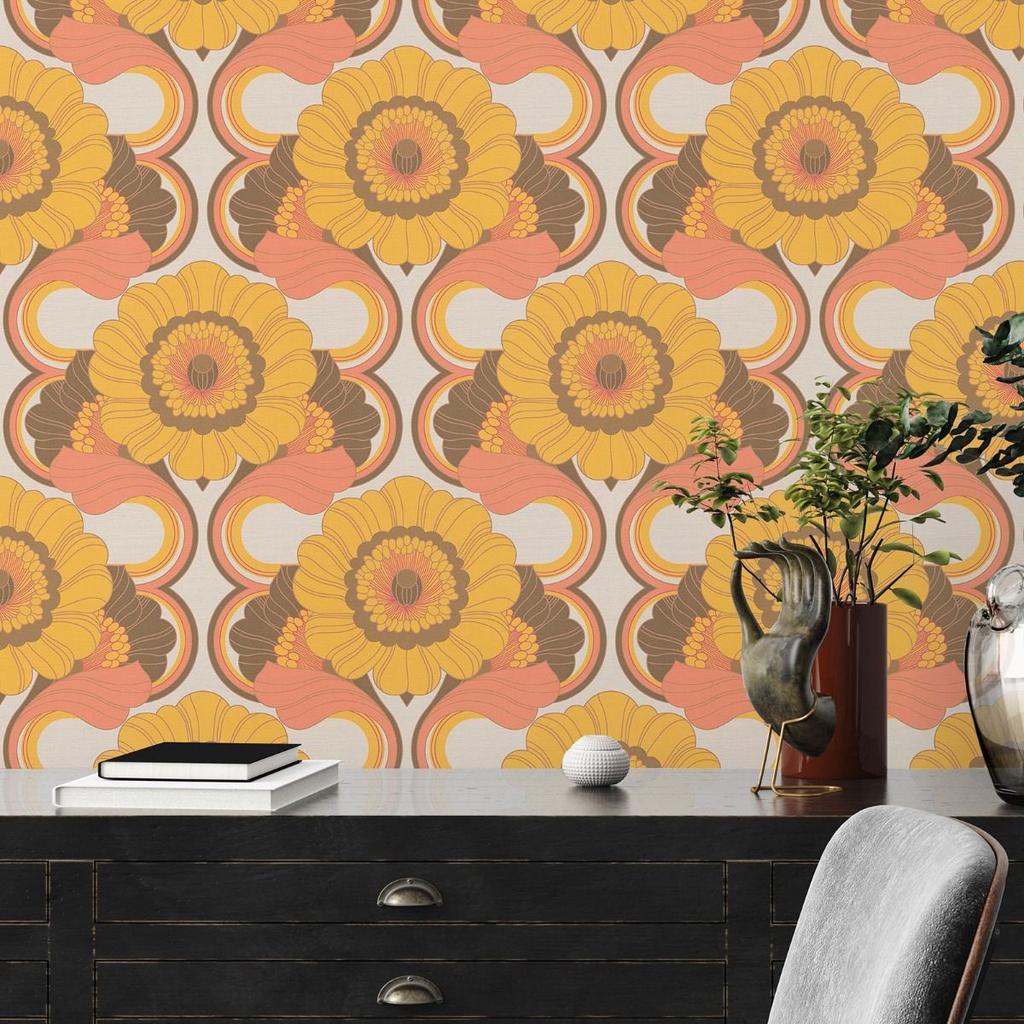 AS Creation Retro Floral Motif Textured Wallpaper