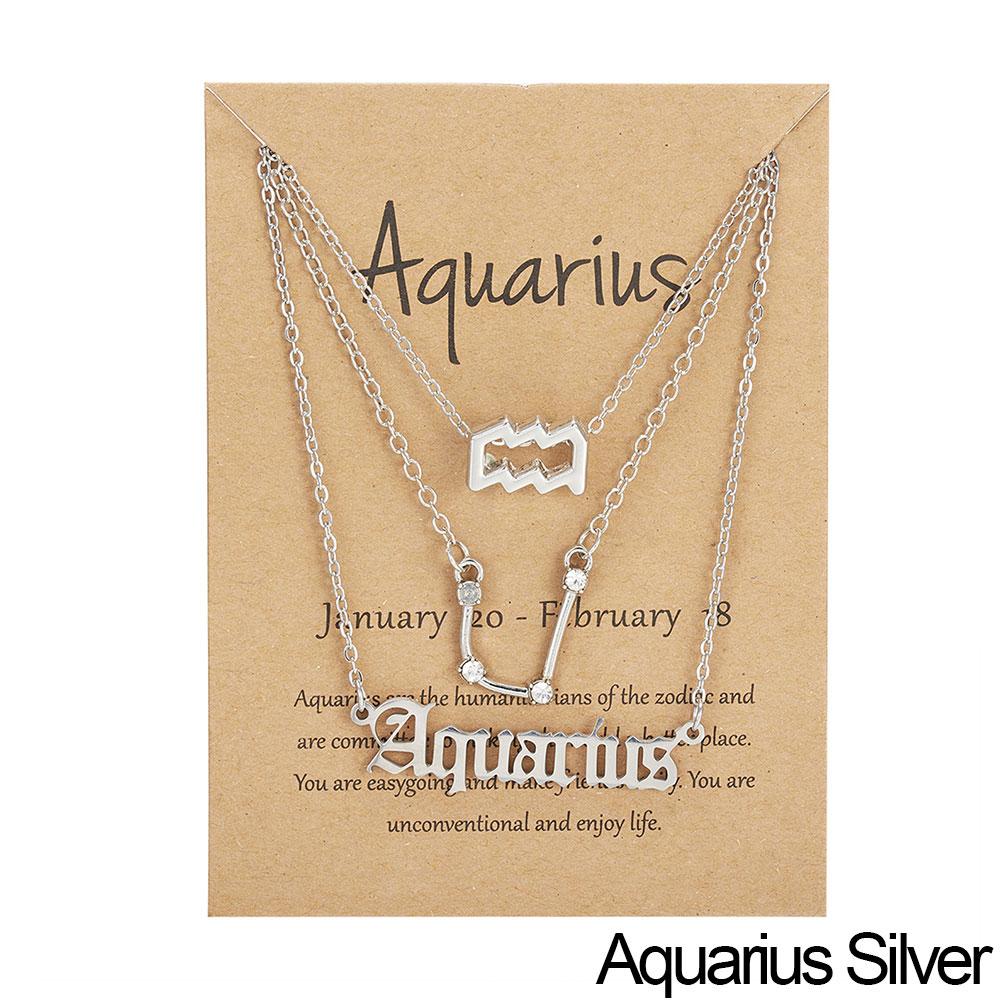 Fashion 12 Constellation Zodiac Star Sign Pendant Clear Zircon Women Necklaces Pisces Aries Taurus Horoscope Amulet Jewelry