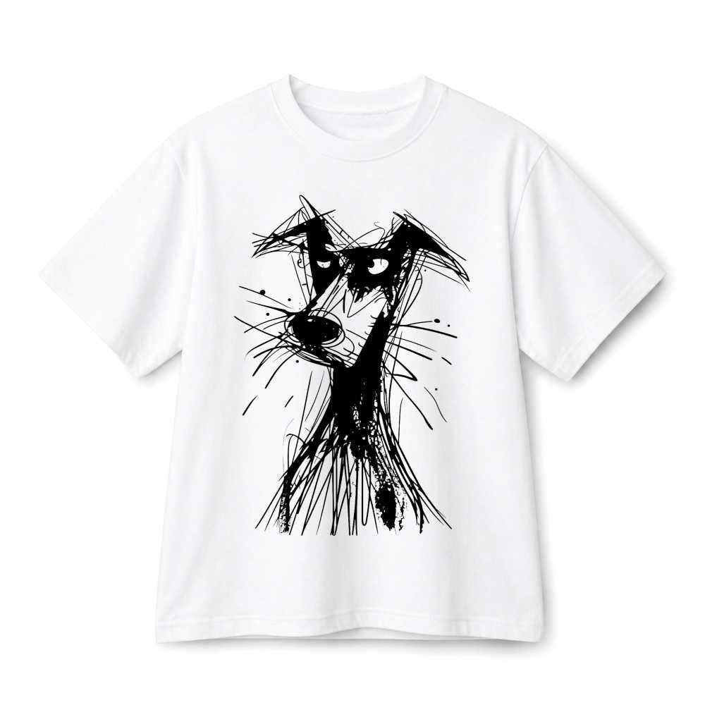 Abstract Sketch Greyhound Minimalist Dog Art Retro Graphic Cotton T-Shirt Unisex S