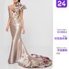 Spring and suer new women's clothing temperament sexy dress banquet backless printing embroidered dress