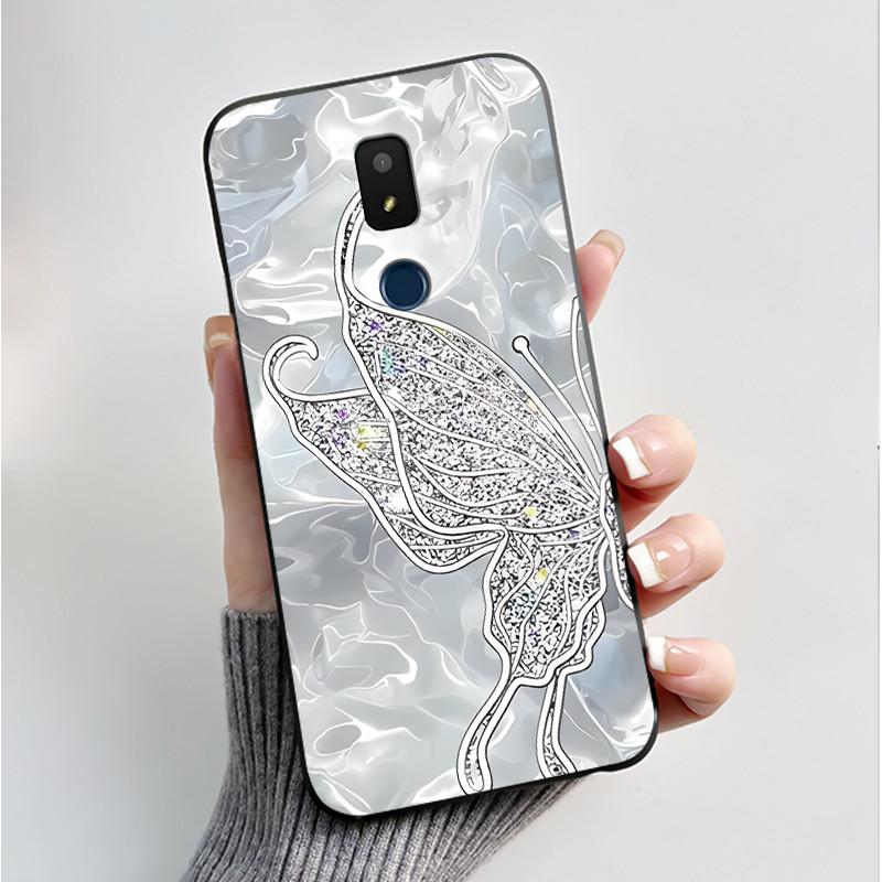 For AT&T Motivate 2 Motivate 3 Cricket Splendor Icon 3 Phone Case Fashion Butterfly Flower Black Soft Silicone Back Cover Funda
