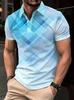 Trendy Geometric Print Short-sleeve Polo Shirt, Great for Casual Daily Outfits.