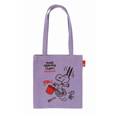 8401 Snoopy Recycled Cotton Embroidery Mini Tote IP Baby Lou Peanuts 9L 02 Lavender [Route Tote]