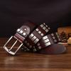 Rivet Belt Genuine Leather Belt for Jeans Dress New Leather Jeans Belt with Stitch Design and Prong Buckle Male Waistband 3.8cm